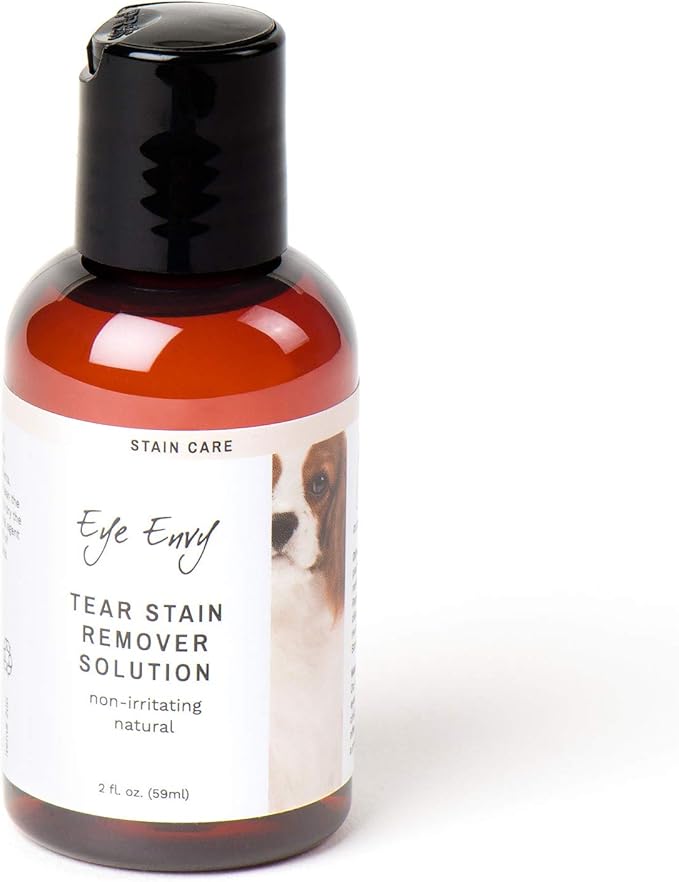 Eye Envy Tear Stain Remover Solution for Dogs. 100% Natural, Safe. Treats The Cause of Stains. Recommended by AKC Breeders, Vets, Handlers, Groomers. Contains Colloidal Silver. 2 oz. Made in USA