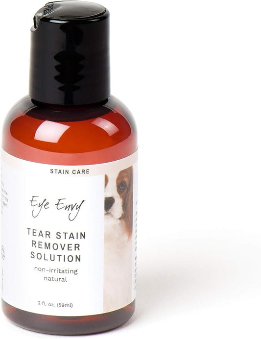 Eye Envy Tear Stain Remover Solution for Dogs. 100% Natural, Safe. Treats The Cause of Stains. Recommended by AKC Breeders, Vets, Handlers, Groomers. Contains Colloidal Silver. 2 oz. Made in USA