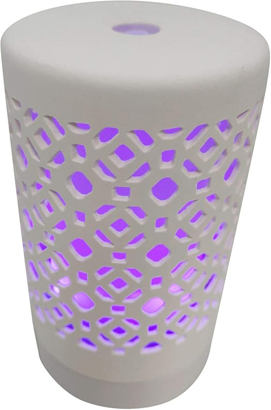 EcoGecko Ceramic Essential Oil Aroma Air Freshener Diffuser, Ultrasonic Diffusing Cool Mist Humidifier with Timers for Office Home Bedroom Baby Room Study Yoga Spa, with Timer and 7 Color Light