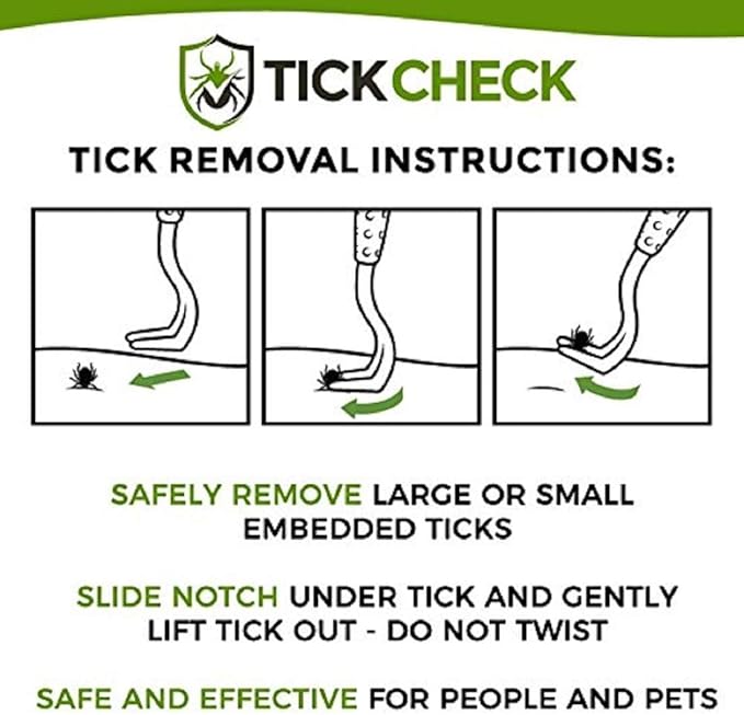 TickCheck Tick Remover Value 3 Pack - Tick Remover Tools + Tick Identification Card - for Humans, Dogs & Cats (1 Set)