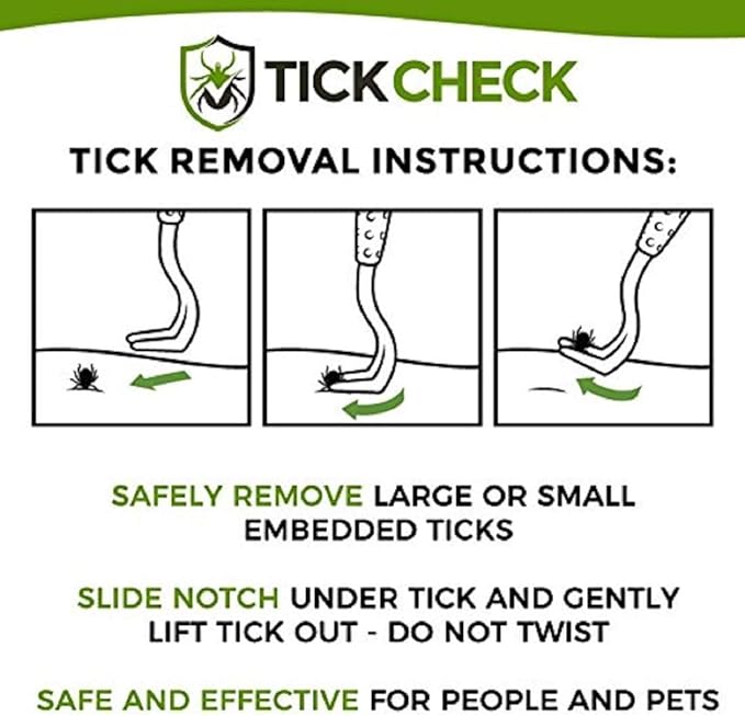 TickCheck Tick Remover Value 3 Pack - Tick Remover Tools + Tick Identification Card - for Humans, Dogs & Cats (5)