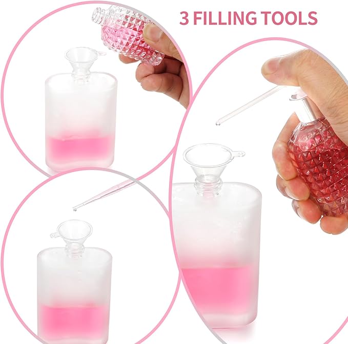 4 Pack 100ml/3.38 Oz Empty Frosted Glass Spray Bottle Perfume Atomizer, Refillable Spray Empty Perfume Bottles Fine Mist Atomizer Cosmetic Container for Travel (4 Pcs 100ml Frosted Bottles)