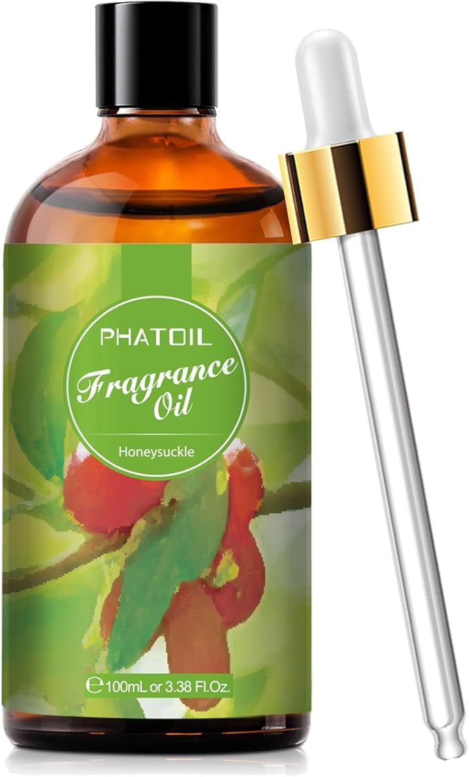Honeysuckle 3.38fl.oz Fragrance Oil, PHATOIL Aromatherapy Essential Oils for Diffuser, Humidifier, Perfect for DIY Soap, Candle, Bath Bombs Making(100ml)