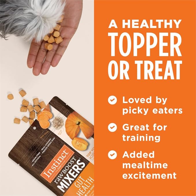 Instinct Raw Boost Mixers Freeze Dried Dog Food Toppers For Dry Food, Grain Free with Chicken For Dogs - Gut Health, 23 Ounce