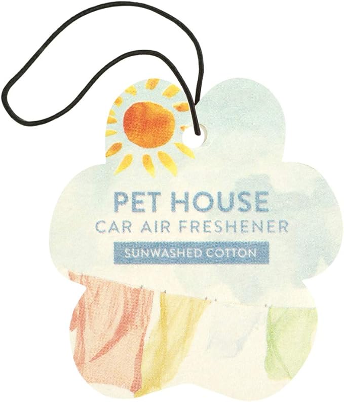 One Fur All Pet House Car Air Freshener by, Pack of 4 – Sunwashed Cotton - Non-Toxic Air Freshener, Pet Odor Eliminating Air Freshener for Car, Ideal for Small Spaces, Dye Free Dog Car Air Freshener