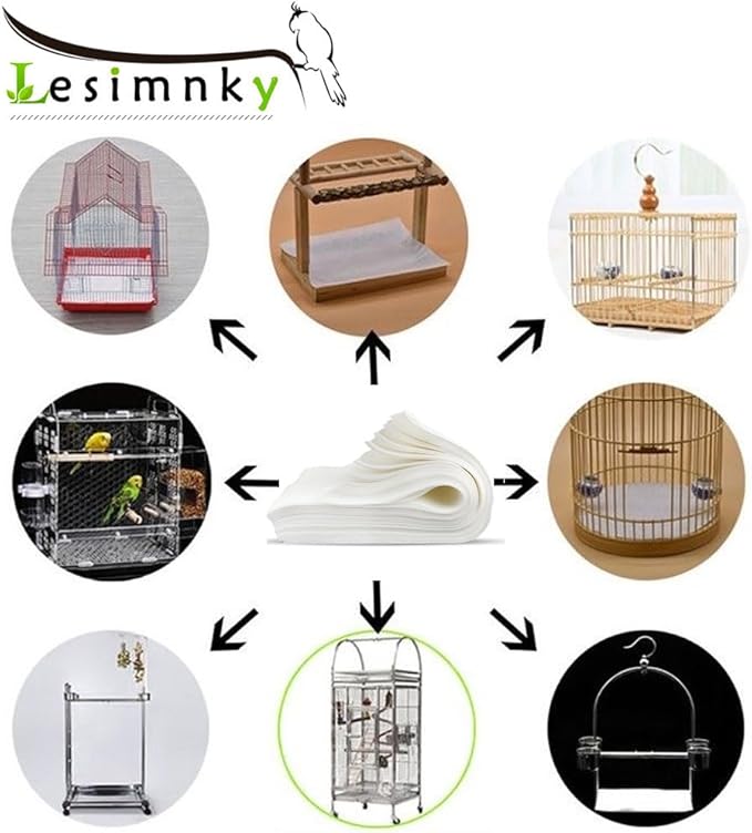 120 Pieces Bird Cage Liners-11'' X 17''Disposable Non-Woven Bird Cage Paper Liners Precut Absorbent Fecal Tray Cages Cushion Pad Mat Cuttable Pet Animal Cages Cushion for Parrot (White)