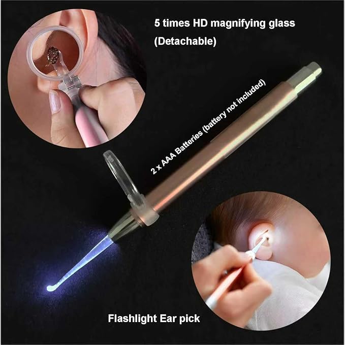 Ear Wax Removal Tool, Ear Cleaning Kits Safe Ear Irrigation Kit Ear Flush Kit for Adults Kids, Ear Wax Washer Device with LED Earwax Spoon, Basin, Bulb, Curette Kit, Towel, Tips, Storage Box White