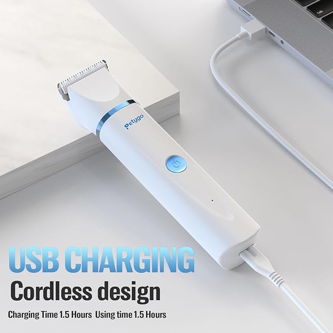 2-in-1 Dog & Cat Grooming Kit - Rechargeable Cordless Pet Hair Clippers with Nail Grinder & Paw Trimmer & 4 Guide Combs, Low Noise Dog Clippers for Grooming Small Medium Pets