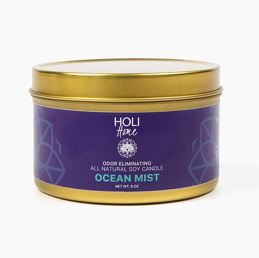 HOLI Pet Odor Eliminator Candle – Ocean Mist Scent – All Natural Soy Wax, Paraben & Phthalate Free, Pet Safe, Long-Lasting 60-Hour Burn, Non-Toxic & Plastic-Free Air Freshener for Home