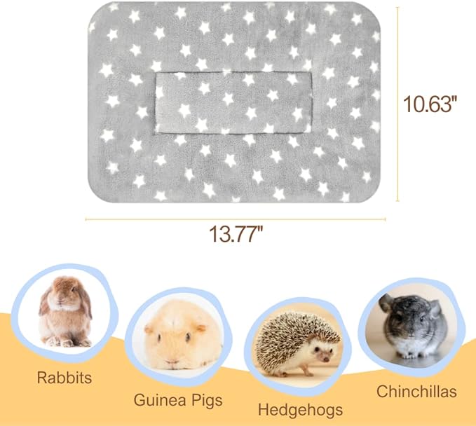 3PCS Guinea Pig Bed Soft Rabbit Bedding Cage Liner Warm Bunny Mats Pee Pads Fleece Blanket Plush Hamster Sleep Beds Ferret Squirrel Hedgehog Rat