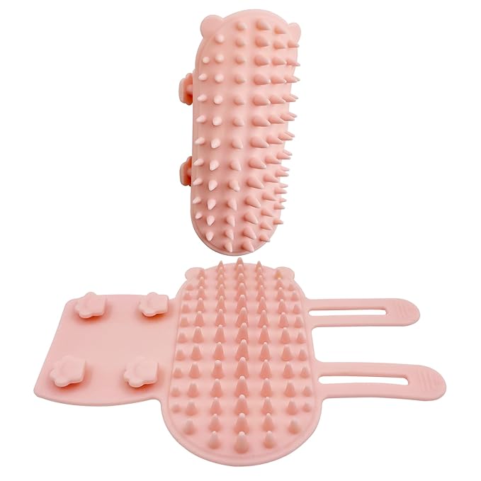 Cat Self Groomer Brush Adjustable Corner Cat Face Itch Scratching Brush Table Leg Silicone Self Massage Comb for Indoor Long and Short Haired Kitten Cats - 2 Pack (Pink)