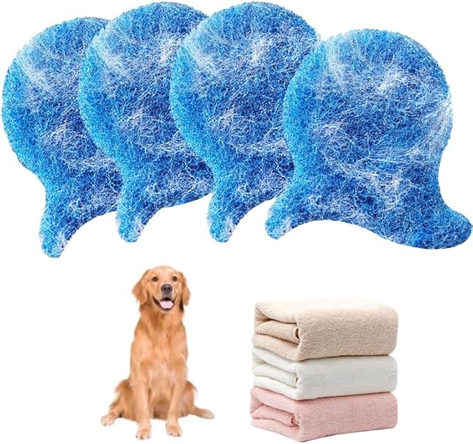 4 PCs Pet Hair Remover for Washing Machine, Reusable Pet Hair Remover for Laundry, Non Toxic Dog Hair Catcher for Washer, Bedding, Clothes (Blue)