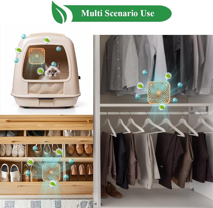 Cat Litter Deodorizer, Deodorizer Odor Eliminator 99% Lasts for 10 Years, Air Freshener Travel Size Odor Smell Remover for Cat litter Box, Dog Bed, Refrigerator, Car, Closet, Etc (2-Pack)