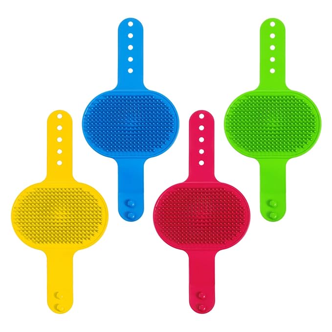 4Pcs Cat Self Groomer for Indoor Cats, Softer Cat Head Scratcher & Face Scratchers, Adjustable Cats Grooming Brush for Climbing Frames & Table Legs, Short/Long Hair Meow Interactive Massager Toy