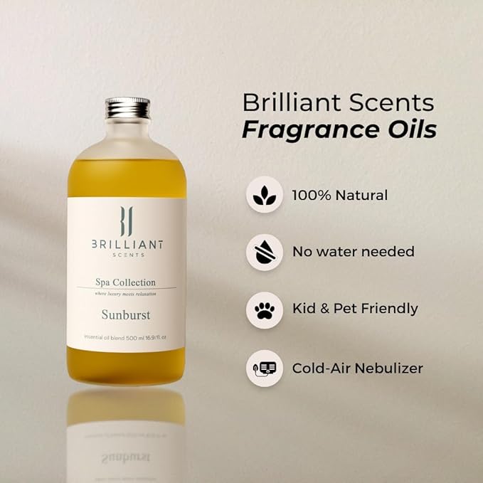 Brilliant Scents Atlantis Escape Fragrance Oil 120ml - Premium Diffuser Oil for Home, Office, Hotels - Long Lasting, Plant-Based, Meets IFRA Standards, USA-Made - Neroli, Orange Blossom, Vanilla