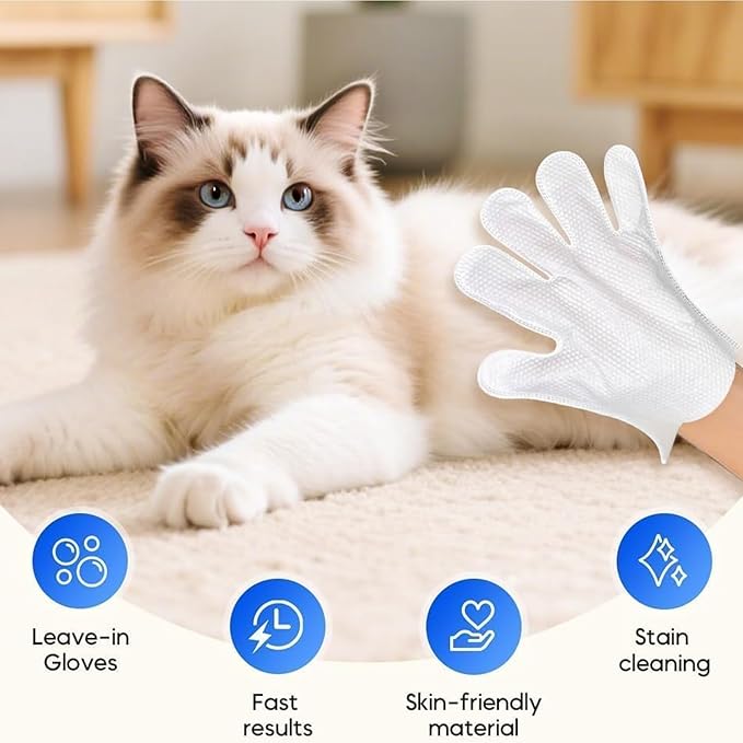 12 PCS Rinse Free Dog Shampoo Mitts, Waterless Dog Shampoo Mitts, Hypoallergenic Pet Bath Wipes Perfect for Dogs, Suitable for Daily Care and Travel