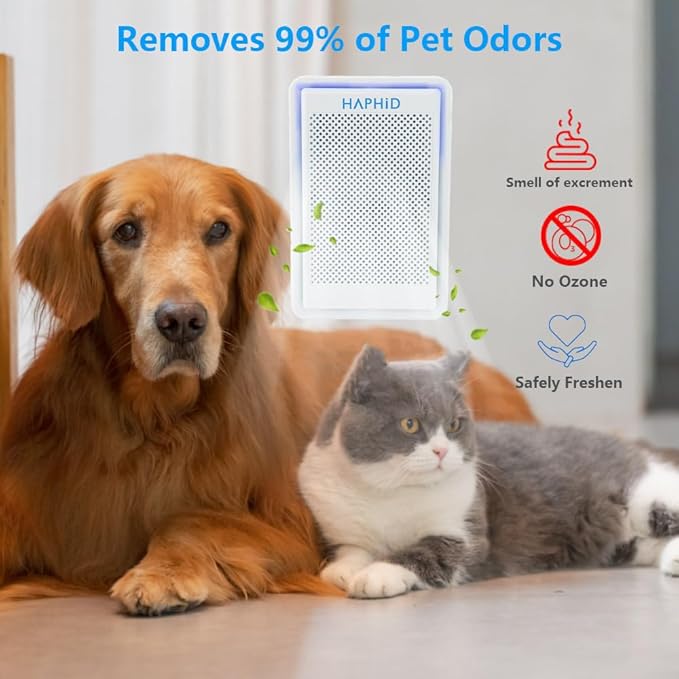 Cat Litter Deodorizer 99%, Pet Odor Eliminator for Strong Odor with Catalyst Filter, Air Purifier Plug In Air Freshener for Home & Pets Litter Box Room Wardrobe Toilet Shoe Cabinet (White）
