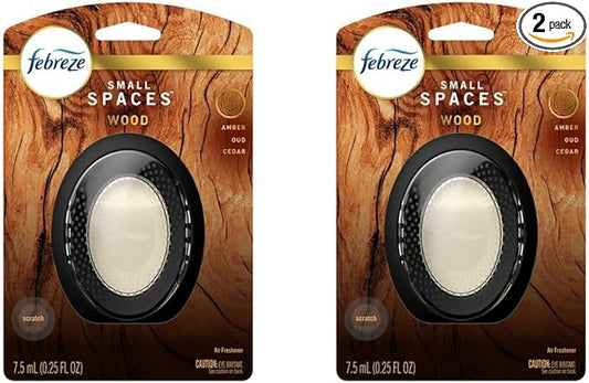 Febreze Odor Eliminator Small Spaces Air Freshener Wood (2 pack),2 Count (Pack of 1)