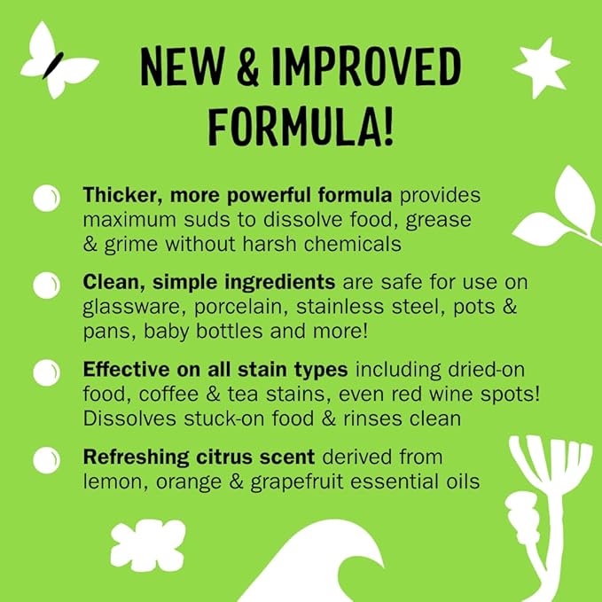 Molly's Suds Liquid Dish Soap | Clean, Simple Ingredients | Extra Scrubbing Power | Citrus Scent, 24 oz - 2 Pack