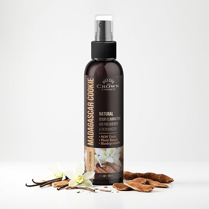 Non-Toxic Odor Eliminator, Natural Vanilla & Cinnamon Air Freshener Spray for Home, Room, Closet & Couch Deodorizer, Long Lasting Bathroom & Toilet Freshener, Safe for Kids & Pets - 4 oz Pack of 1