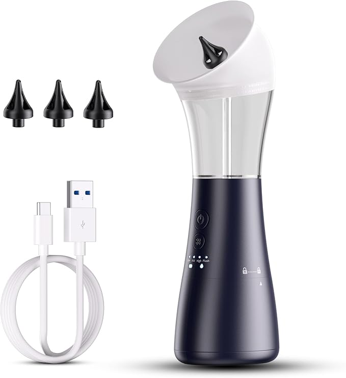 Upgraded Ear Wax Removal Kit, 4-Mode Electric Ear Cleaner - IPX7 Waterproof, Earwax Cleaning Kit with Water Temperature Sensor, 2in1 Waste Tank Design for Home Use (Blue)