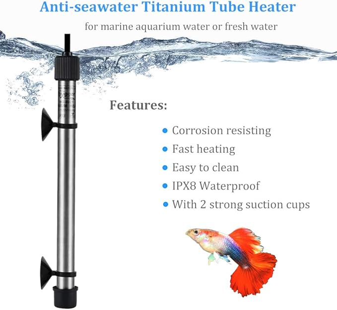 hygger 100W Titanium Aquarium Heater for Salt Water and Fresh Water, Digital Submersible Heater with External IC Thermostat Controller and Thermometer, for Fish Tank 10-25 Gallon