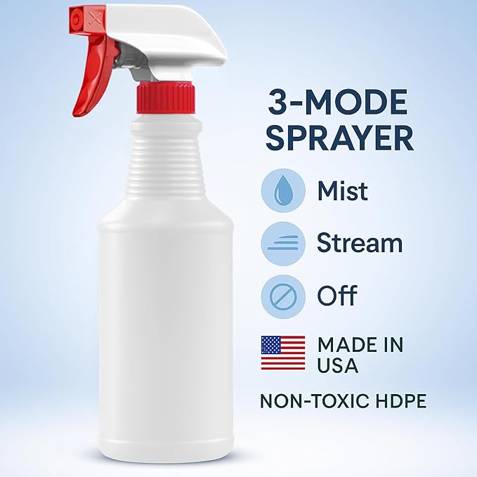 Bar5F 16-Ounce Spray Bottles | HDPE, BPA-Free, Phthalates-Free | All-Purpose, Chemical Resistant | Made in USA, 4- Pack