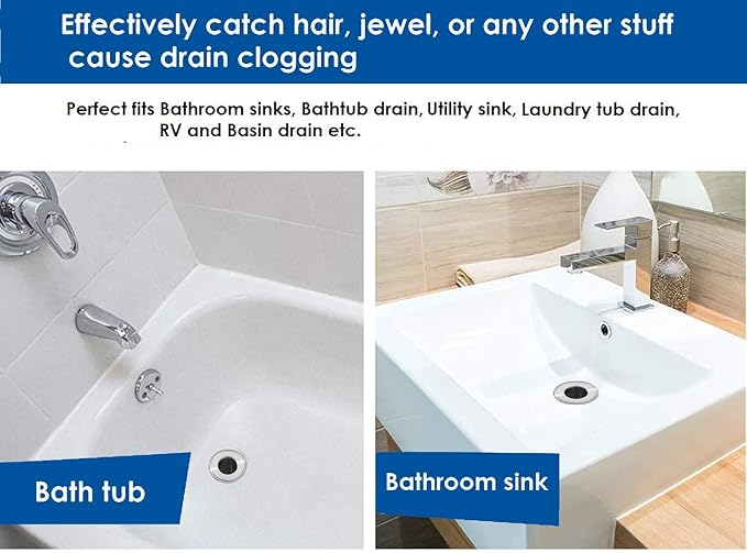 Bathtub Drain Cover, Bathtub Strainer, Drain Hair Catcher for Bathtub Laundry Utility Sink, Fit Hole Size 1.5" and Depth More Than 1.1" (3-Pack)