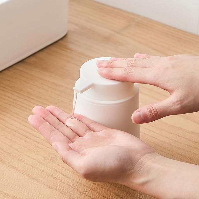 Matte Cream White Liquid Hand Soap Dispenser Plastic 11 oz - Modern Minimalist Style for Bathroom & Kitchen Countertop Refillable