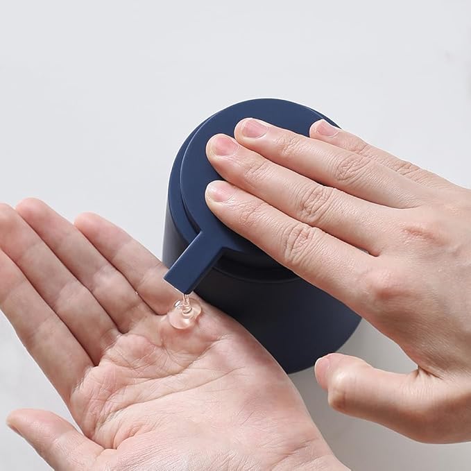 Matte Navy Blue Liquid Hand Soap Dispenser Plastic 11 oz - Modern Minimalist Style for Bathroom & Kitchen Countertop Refillable