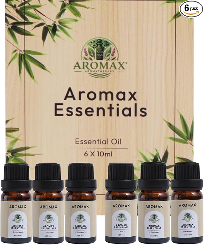 Aromax Essentials 100% Pure Essential Oils Set for Diffuser, Aromatherapy & Relaxation - Best Aromatherapy Starter Kit