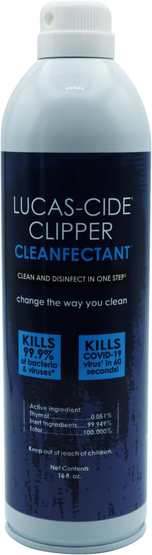 LUCAS-CIDE Clipper Cleaner Disinfectant and Lubricating Spray for Clippers and Blades - 16 Fl Oz
