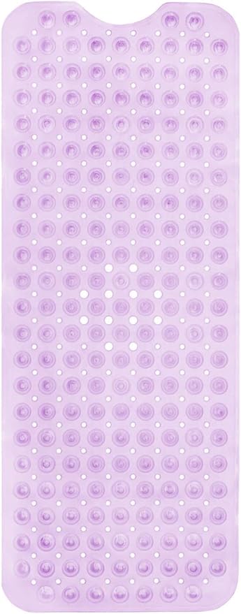 ENKOSI Bath Mat - Large Non Slip Bathtub & Shower Mat - Extra Long 40 x 16 Inch Bathroom Mats for Tub Nonslip Anti Slip Bathmats (40x16 Clear Purple 1-Pack)