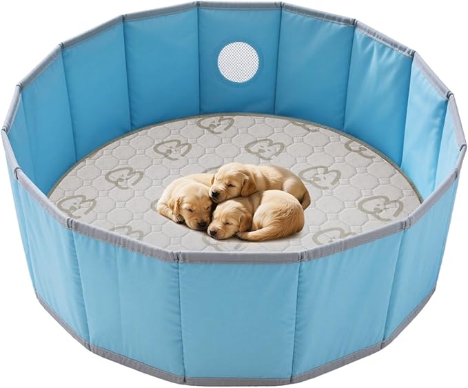 FXW Washable Pee Pads for Dogs, Puppy Pads with Super Absorbent, Specifically Designed for Whelping Box, 47" Round, Khaki, 2 Packs