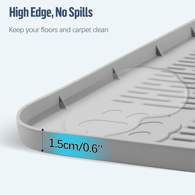 Pee Pad Holder for Dogs, 50" x 35" Silicone Pee Tray Mat Leak-Proof, High Edge, No Spill Pet Pad Holder for Puppy, Cat, Rabbit, Training Pads for Floor Protection, No Pee Pads (Light Grey)