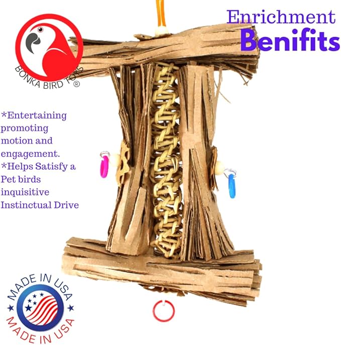1547 Natural Helix Bonka Bird Toys Cardboard Shredder Vine Parrot Parrotlet Conure Cockatiel Beak