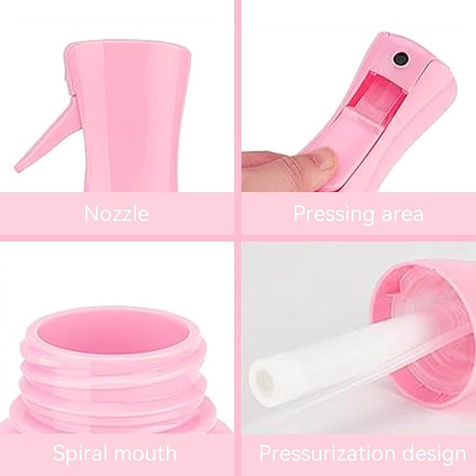 Continuous Mist Spray Bottle for Hair, Face & Plants (6.8oz/200ml) - Ultra Fine Travel-Size Water Mister for Salons, Cleaning, Pets & Skincare Leakproof Design