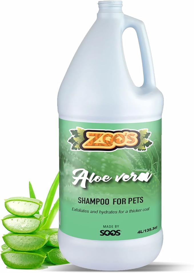 Zoo’s Aloe Vera Pet Shampoo Moisturize Skin Fast Absorbing Reduce Odors for Dog and Cat (4L / 1.32 gal)