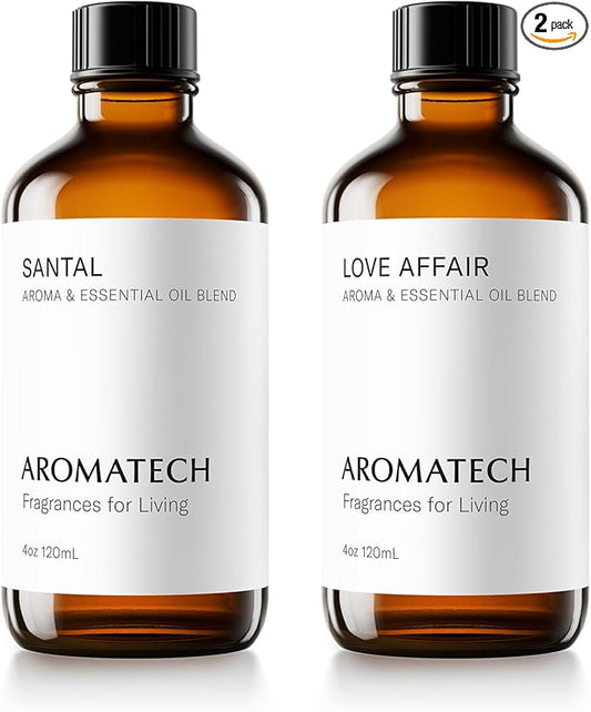 AromaTech Santal & Love Affair Set | Aroma Diffuser Essential Oils Blend of Santal Cardamom, Papyrus, Musk | Love Affair Jasmin, Saffron, Cedar, Ambergris - 120 Milliliter