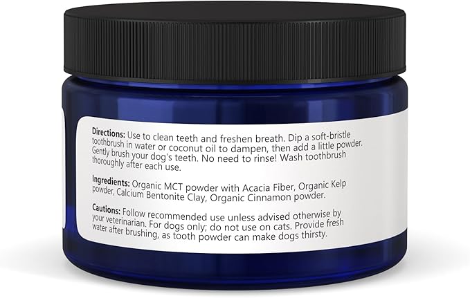 Isabella's Clearly Teeth & Gums, Natural Toothpaste for Dogs for Bad Breath, Tartar, Teeth Whitening | Leave On Tooth Powder, Tasty Cinnamon Flavor with Coconut and Kelp | Vegan, Made in USA