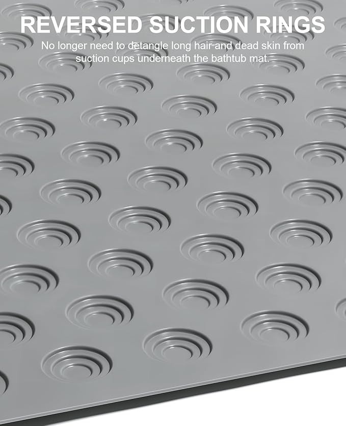 OTHWAY Bathtub Mat Non Slip, 39X16 inch Bath Mat for Tub, Machine Washable Bath Tub Mats with Reverse Suction Cups, Comfortable Rubber Bathtub Mat for Bathroom (Dark Grey)