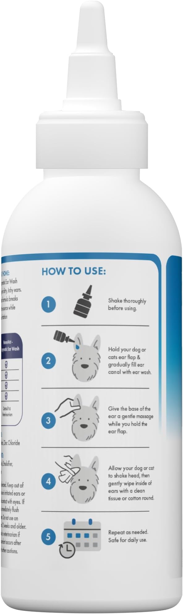 TropiClean HomeVet Enzymatic Dog Ear Cleaner, Vet Recommended Treatment for Dogs and Cats, Safe Daily Ear Cleaning Solution, USA Made, 2oz