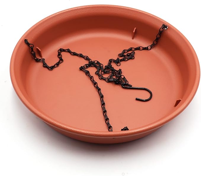 12 Inch Hanging Bird Bath and Feeder With Hook and Chain for Outdoor Garden Yard Patio