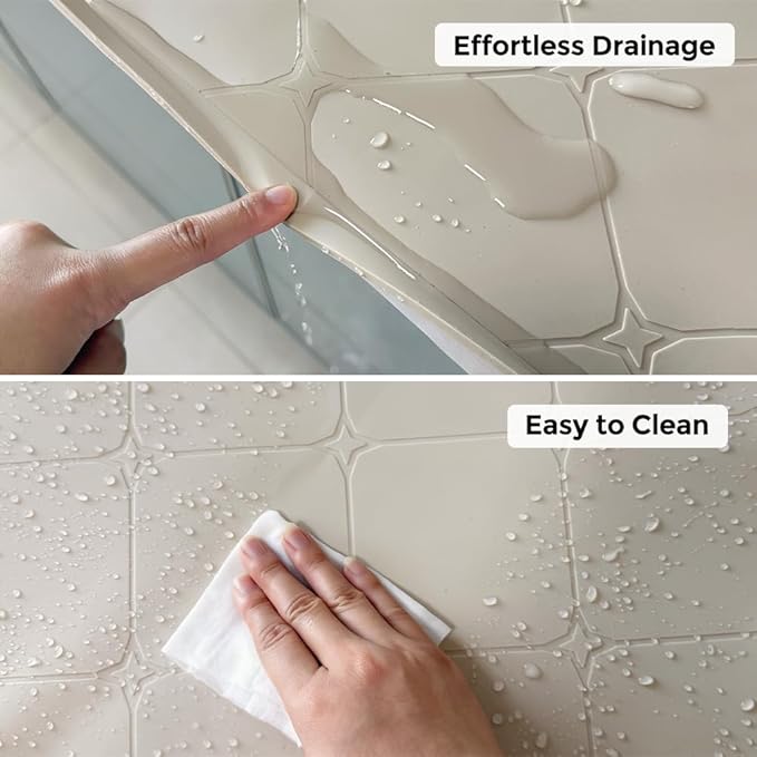 19" × 22" Under Sink Mats for Kitchen - Waterproof Under-Sink Organizers Sink Mat Protectors, Flexible Silicone Drip Tray Pet Food Mats Kitchen Bathroom Drawer Shelf and Cabinet Liner, Beige