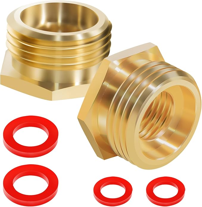 2Pcs Lead-Free Brass Garden Hose to Shower Hose Adapter, G1/2" Female to GHT 3/4" Male Adapter, Handshower Adapter