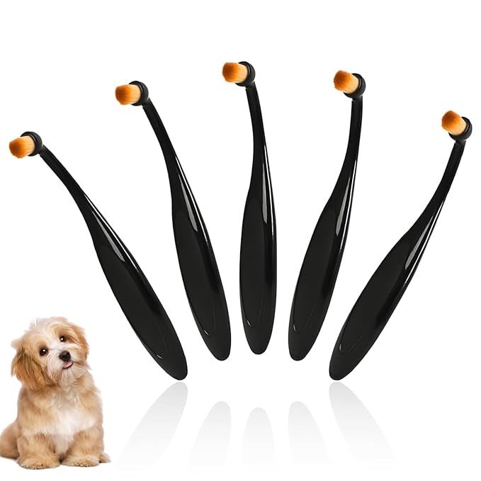 Dog Eye Powder Brush, 5-Pack Puppy Tear Stain Remover Eye Comb & Grooming Brush, Gentle Washable Fiber Bristles, Ergonomic Handle for Dog/Cat Eye Cleaning