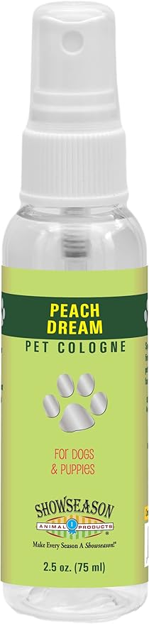 Showseason Animal Products Peach Dream Pet Cologne 2.5 oz. For Dogs | Travel Size | Long-Lasting Odor Eliminator | Cruelty-Free | Non-Toxic | Made in The USA