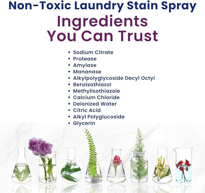 Truly Free Laundry Stain Remover Spray for Clothes - Removes Tough, Dried-In Stains on Whites & Colors -Natural Ingredients - Gentle Yet Powerful - Includes 3 oz Refill & Empty Refillable Bottle