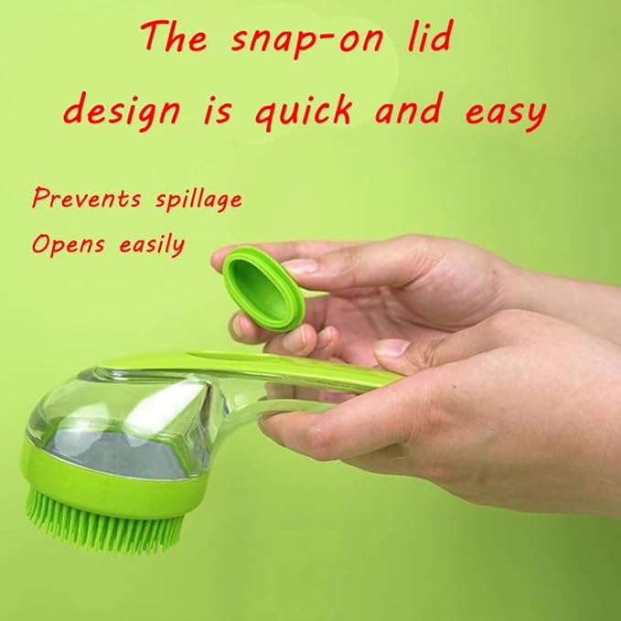 Bath Brush for Dogs with Soap Dispenser, 2025 New Dog Scrubber for Bath, 2 in 1 Dog Bath Brush with Built-In Shampoo Dispenser, Pet Wash Brush for Grooming, For Long Short Haired (Blue+Green)