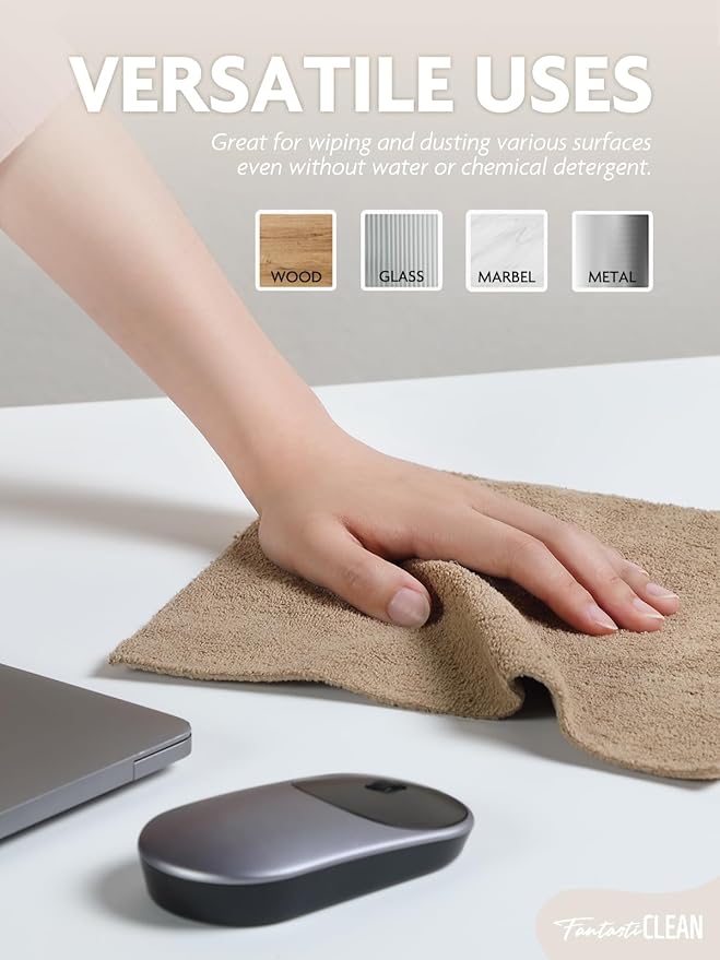 Fantasticlean Tear-Away Dish Cloth- 80 Sheets, 4 Rolls - 10'' by 10'', Reusable Washable Kitchen Towels, Super Absorbent Microfiber Cleaning Cloths (Pink,Grayish,Beige,Tan)